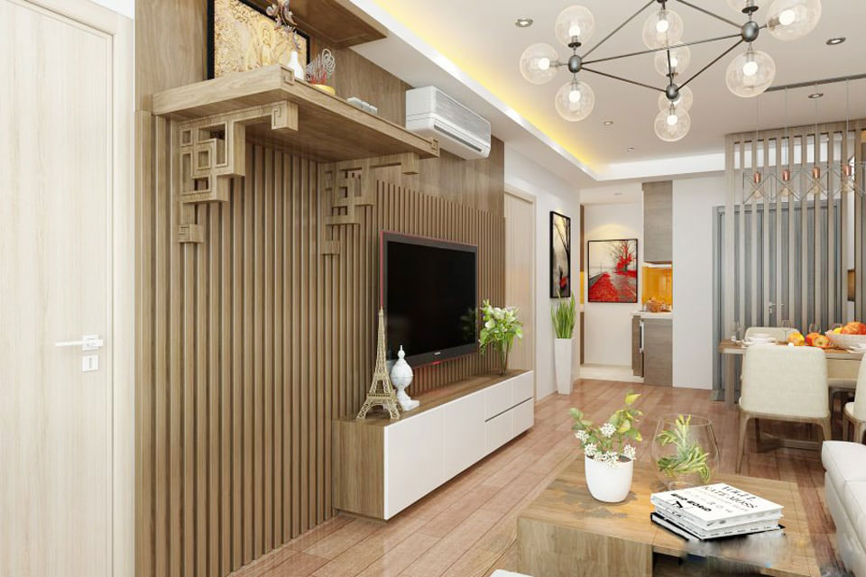 Chọn vị trí cao ráo treo bàn thờ tại phòng khách.