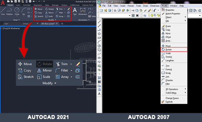 goi lenh xoay trong autocad cac phien ban