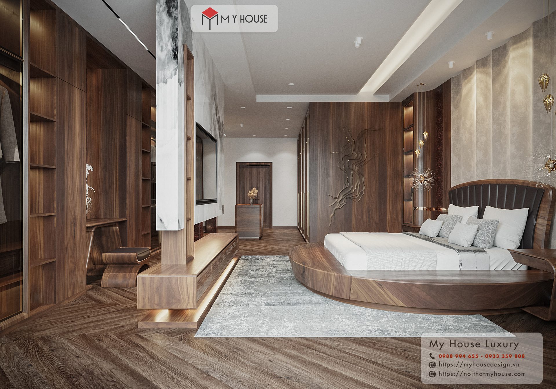 Giường gỗ óc chó đẹp