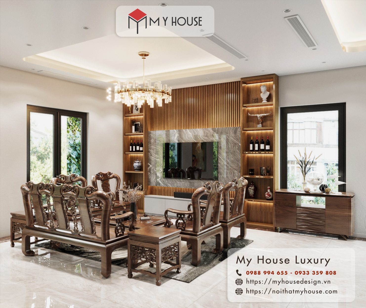 Tủ trang trí gỗ óc chó