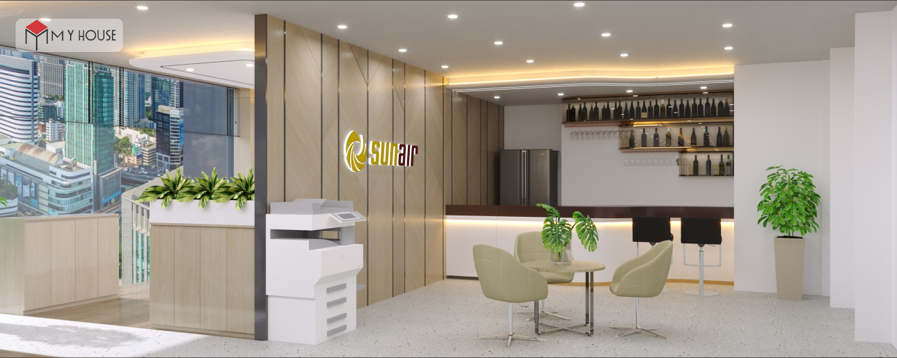 Thiết kế thi công nội thất văn phòng Sunair tại số 3 Lương Yên 8